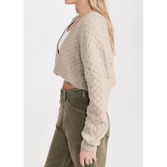 NEW FREE PEOPLE marlow cardigan in feather grey - Picture 3 of 4